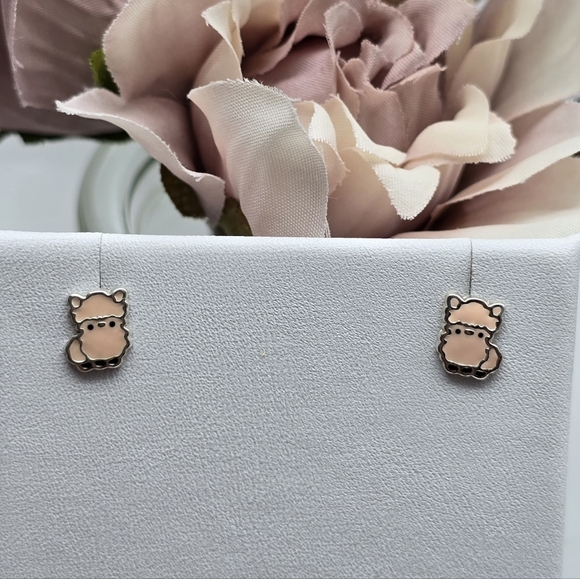 ❤️ LLAMA STERLING SILVER STUD EARRING - Picture 4 of 4